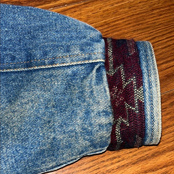 Vintage 90s Aztec Southwest Boho Oversized Denim Lined Outbrook Womens L Coat - Picture 10 of 13